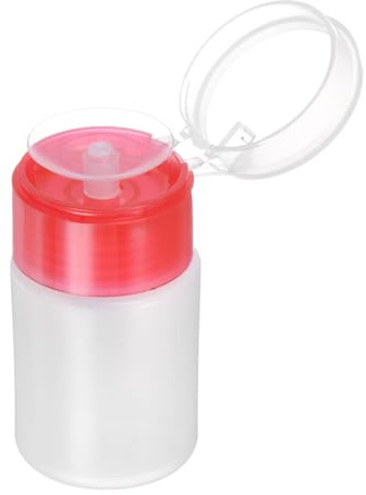 QUARKZMAN Lösungsmittel-Alkohol-Spender 60ml (2oz) Druck-Flüssigkeits-Spenderpumpe mit abdichtendem Edelstahldeckel für Aceton Reinigungsmittel Nagellackentferner, Rot.