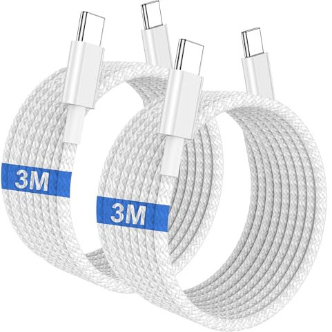 USB C Charger Cable 3M for iPhone 17 16 15, Extra Long USB C to C Fast Charging Lead, 60W Type C Fast Charge Cord for Apple iPhone 17 Air/17 Pro Max/16/16 Pro Max/15 Plus/15 Pro,iPad Pro/Mini,Samsung
