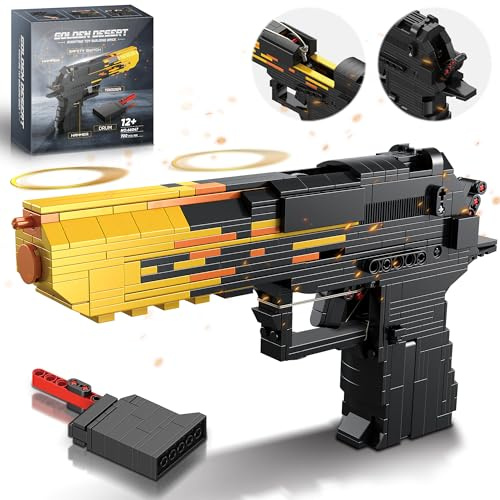Fluorspar blaster Building Block Gun for Adults, 1: 1 Pistol Building Set for Boys Age 14+ Model Gun That Shoot Rubber Band DIY Assembling, Collectible Gift for Toy Lovers, 700Pcs