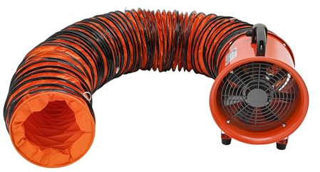 ACROSSPART Ventilatore industriale, ventilatore assiale, 3900 m³/h, con tubo da 10 m, portatilità, ventilatore assiale, 79 dB, livello di rumorosità, ventola industriale