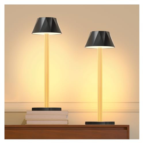 Deyagoo Tischlampe Kabellos, 2 Stück LED Tischleuchte 6000mAh Akku mit USB-C, 3 Farbmodi(3000K-5300K), Touch Control, IPX4 Wasserdicht, Outdoor Touch Lampe für Restaurant, Schlafzimmer, Party, Camping