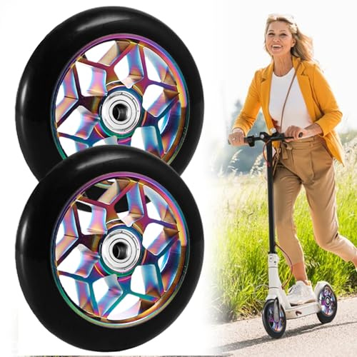 Ruedas para patinete Stunt de 110 mm: LEKEFETO 2 unidades con rodamientos ABEC-9, ruedas de PVC grueso para todos los scooters con ruedas de 110 mm