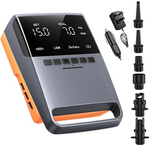 OBEST Rechargeable Paddle Board Pump 13500mAh, 20PSI High Pressure Portable Cordless Electric SUP Air Pump with 12V DC Car Connector for Inflatable Boat, Kayak, Air Tent