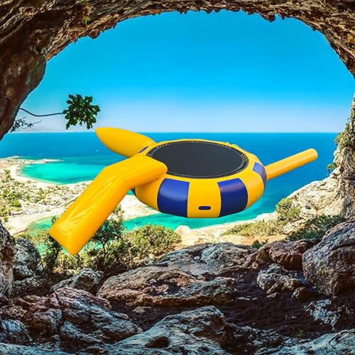 Dxysyldrun Trampolín Acuático Inflable, Trampolín Acuático con Tobogán, Plataforma De Buceo, Parque Acuático/Escalera, Trampolín De Lago,10ft