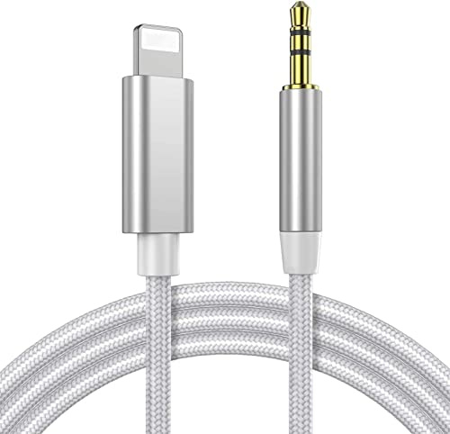 Apple MFi Zertifiziert Aux Kabel für iPhone 14, Lightning auf 3,5 mm Kopfhörerbuchse Adapter Stecker AUX Stereo Audiokabel Kompatibel mit iPhone 13 12 11 Pro Max XS XR X 8 7 (Silber)