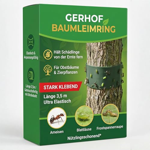 Leimring für Obstbäume, Baumleimring 3,5 m, stark klebend, Insektizidfreier Schutz gegen Frostspanner, Ameisen & Blattläuse, Nützlingsschonend, witterungsbeständig, inkl. 8 m Schnur