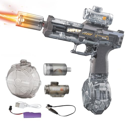 Clearance Deal! Electric Water Gun | PhotonSplash – Futuristic Gift for Boys, Rechargeable Battery & High-Capacity Soaker – Great for Kids & Adults (Gray)