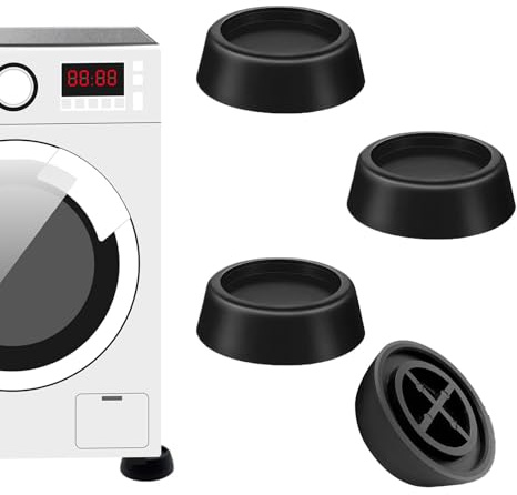 Anti Vibration Pads for Washing Machine – 4 Pack Rubber Stabiliser Feet Pads for Dryer, Dishwasher, Fridge – Non-Slip Shock Absorbers Mat – Floor Protection & Noise Reduction