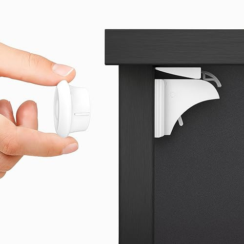 Magnetische Sicherheits-Schrankschlösser – 20er Set | Unsichtbare Kindersicherung für Schränke & Schubladen | Ohne Bohren, Einfache Montage, Starker Klebstoff | Inkl. Magnet-Schlüssel & Halterung