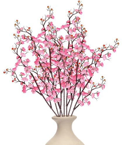 8 steli finti di fiori di prugno, 91 cm, rami di ciliegio in seta per vasi alti, fiori artificiali