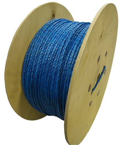 6mm blue polypropylene drawcord rope x 500m Wooden Drum - Cable Pulling Draw Cord