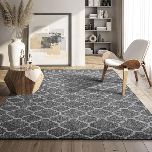 SANAT Boho Teppich – Moderner Teppich im Boho Stil, Geeignet für Wohnzimmer, Schlafzimmer, Flur, Esszimmer und Kinderzimmer – Skandi Grau, Größe: 140 x 200 cm