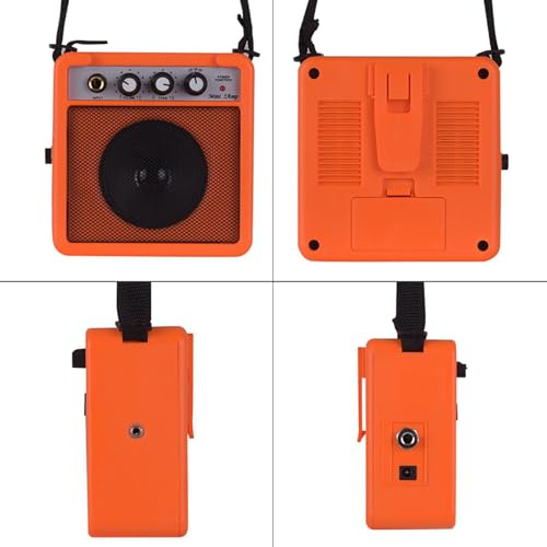 VGEBY Kompakter 5-W-Gitarrenverstärker-Lautsprecher mit Overdrive, Tragbarer Akustikverstärker für Musiker Unterwegs – Blau (ORANGE)
