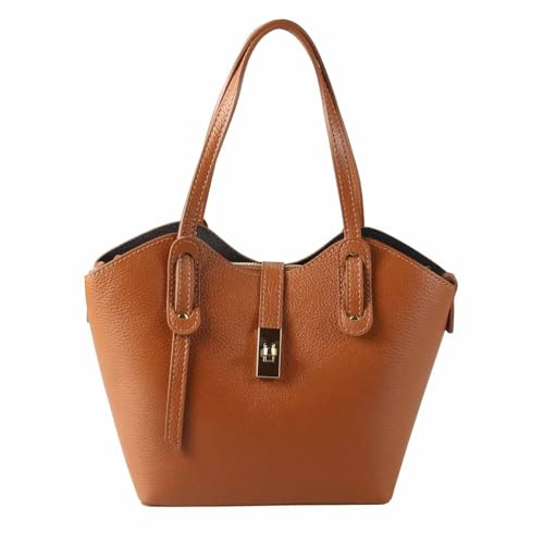 ITALYSHOP24 Made in Italy DAMEN Echtes LEDER TASCHE Alltag Business Schultertasche Hobo Bag Henkelasche Ledertasche Shopper Umhängetasche Freizeittasche Rindsleder Beuteltasche Shopping Cross Over