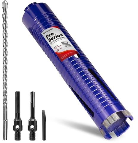 DaduoRi 2 Core Drill Bit with Pilot Bit & Adapters(SDS Plus and 1/2 Hex), 5/8-11 Thread, 9.5 Depth, Upgraded-Welded Segments Diamond Core Bits for Concrete, Masonry, Brick Block