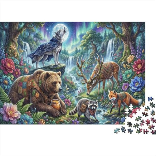 Waldtiertreffen Puzzle 1000 Teile Erwachsene & Kinder,ab 14 J.,Wanddeko,Anti-Stress,Premium,Geduldsspiel,Herausforderung,Karton,Lernspiel,Geschenk,Knifflig 70x50cm