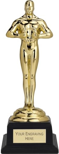 TROPHIESPLUSMEDALS Personalised Gold Achievement Trophy, 21cm | Gold achievement trophy on a marble base with free metal plate engraving, ideal for sports day, school and corporate awards.