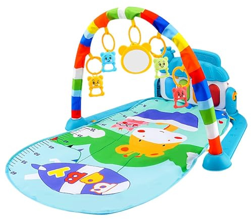 Gym och lekmattor för småbarn - 5-i-1 färgglada leksaker och musiklekmattor - Halkfri lekmatta Piano Tummy Time Activity Mat, Mage Time Play för tidig sensorisk utforskning