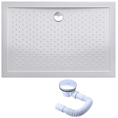 doporro Bac à douche 70x120 receveur de douche antiglisse rectangulaire blanc Lucia02AR 70x120x4 +Bonde AL01