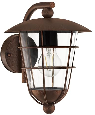 EGLO Außen-Wandlampe Pulfero, 1 flammige Außenleuchte | Wandleuchte aus verzinktem Stahl und Kunststoff, Farbe: Braun, Fassung: E27, IP44