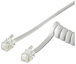 Cavo telefonico spiralato per cornetta 4mt RJ10 4P4C Bianco ICOC MD-44-04SW