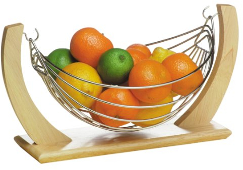 PREMIER Housewares 1103417 Amaca per Frutta, Legno di Gomma, Cromato