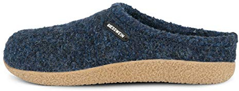 GIESSWEIN Hausschuh Veitsch - In-/Outdoor Filzpantoffeln für Männer & Frauen, Leder Fußbetteinlagen, Warmer Unisex Hausschuh, Robuste Pantoletten, rutschfeste Woll-Hausschuhe,Ocean Blau,46 EU