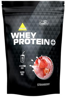inkospor WHEY PROTEIN + Eiweißpulver aus Whey und Casein für einen extra cremigen Protein Shake, 24g Eiweiß pro Portion, Erdbeer Geschmack