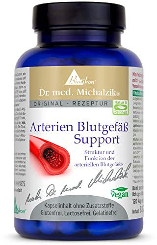 Arterien Blutgefäße Support - herausragende Rezeptur mit vielfältigen hochdosierten hochwertigen Vitalstoffen - Dr. med. Michalzik - 120 Kapseln - ohne Zusatzstoffe - von BIOTIKON®