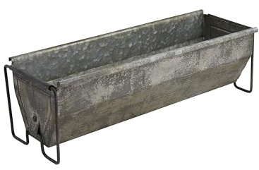 Creative Co-Op Metal Trough Container with Distressed Zinc Finish