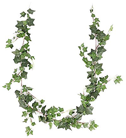 JUSTOYOU Ivy Leaves Garland Artificial Plants,6.2ft English Ivy Wedding Garland Greenery Fake Hanging Foliage Vine Plants for Wedding Home Garden Wall decor (Green IVY Leaf)