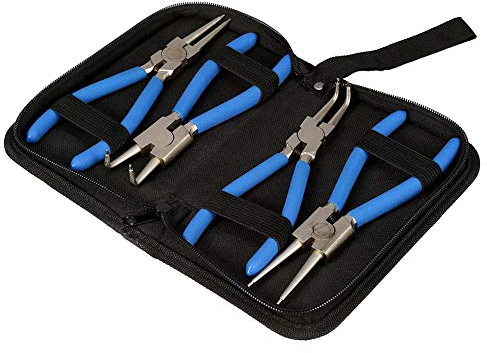 Set di 4 pinze per anelli elastici, 175 mm, pinza per anelli di sicurezza 7 pollici per anelli di sicurezza interni ed esterni