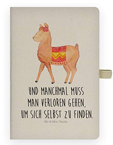 Mr. & Mrs. Panda DIN A4 Baumwoll Notizbuch Alpaka Stolz - Geschenk, Eintragebuch, Notizblock, Skizzenbuch, Notizen, Adressbuch, Lama, Tagebuch