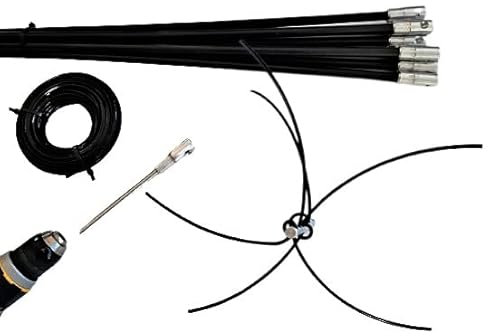 ROTOBRUSH LEGNA - KIT PULIZIA CAMINO TERMOCAMINO E STUFE A LEGNA FAI DA TE ROTAZIONE CON TRAPANO 6/9/12/15 metri - PULIZIA CANNE FUMARIE da 120 a 400 mm – Bloccaggio aste con vite trasversale