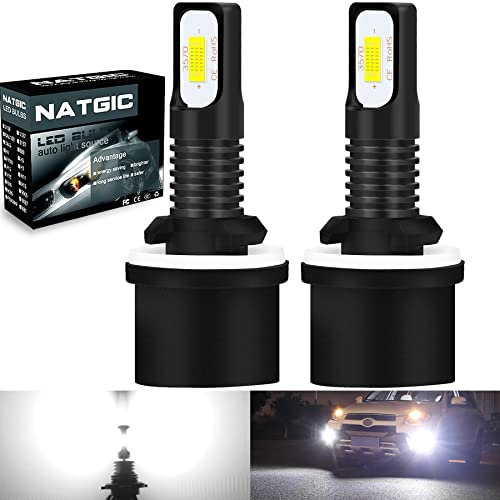 NATGIC 880 899 H27 Lampadine Fendinebbia a LED ad Alta Potenza 75W 3570 CSP Integrati Chip 6500K Xeno Bianco e 2400lm per Fari Fendinebbia Luce di Marcia Diurna DRL (Confezione da 2)