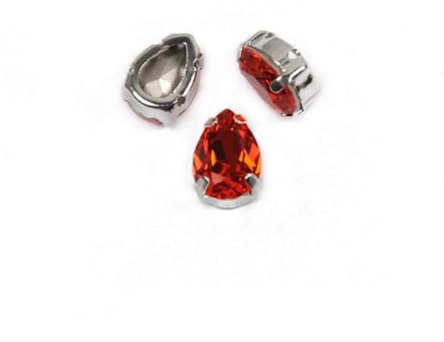 Giacinto in argento con pietre di vetro da cucire su tutte le dimensioni, accessori per gioielli fai da te, perline di cristallo con argento, 7 x 10 mm, 18 pezzi