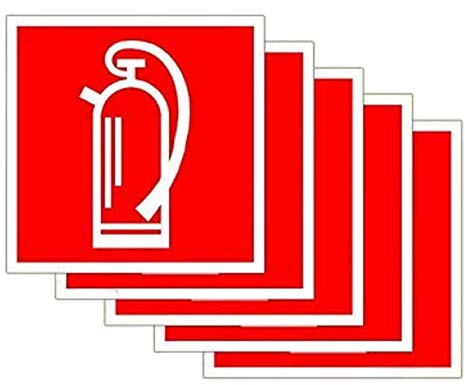 Aufkleber Brandschutzzeichen Feuerlöscher Symbol Schild 5-40cm Folie selbstklebend nach BGV A8 F05, 5 Stück made in Germany, Größe: 10x10cm
