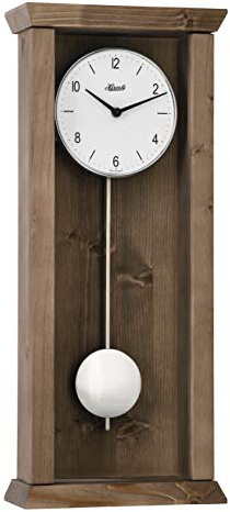 Hermle 71002-042200 Avantgardistische Pendelwanduhr Quarz, Eiche Braun, 57cm x 24,5cm x 10cm