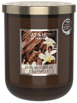Kerze, groß, 340 g, Sandelholz und Vanille Heart & Home