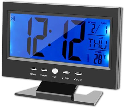 Agatige Digitale Weckeruhr, LED Uhr Batteriebetrieben Tischuhr, Mini Wecker mit Temperatur, Schwarz LCD-Display Wecker Nachttischuhr mit Kalender und Temp-Anzeige für Schlafzimmer Schreibtisch Reisen