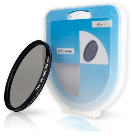 CPL Filtre polarisant, Ø 55 mm, Réflexion Lumineuse perturbatrice minimisée, Clarté Optique et fidélité des Couleurs optimisées, Polarisateur Circulaire Cadre Aluminium, Protection Objectif caméra