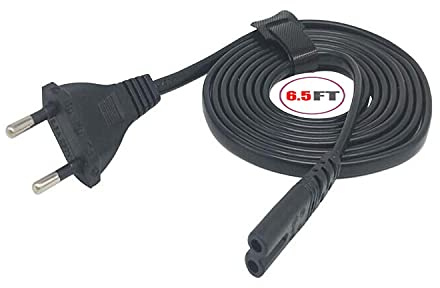 WICAREYO AC Netzkabel Kompatibel für PS4, Verlängerter 2 Meter EU Stecker AC Kabel Stromkabel Versorgungskabel Ersatz Kompatibel für PS5 PS4 PS3 PS2 Xbox One S/X