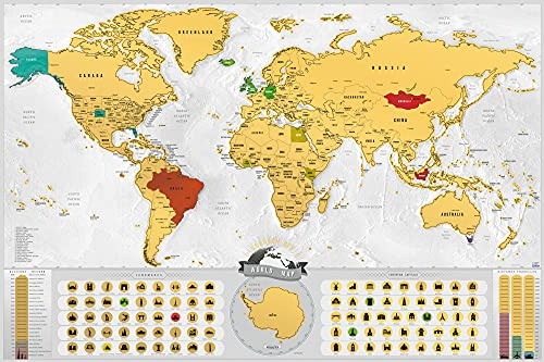XL Weltkarte zum Rubbeln : Deluxe Rubbelkarte 90x60cm (Blanc Gold, XXL 117x78cm)
