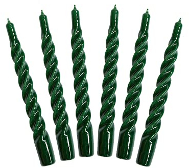 Set di 6 candele attorcigliate prodotte in Italia – 25 colori disponibili, lunga durata di combustione di 5 ore, coniche, laccate, non profumate, 2,2 x 21 cm