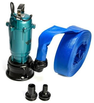 Heavy Duty Flood Sewage Water Pond Drain Septic Sump Cesspool Grinding Pump with Float Switch 10m, 20m, 30m or 50m Blue (Pump with Float Switch 20m Blue)
