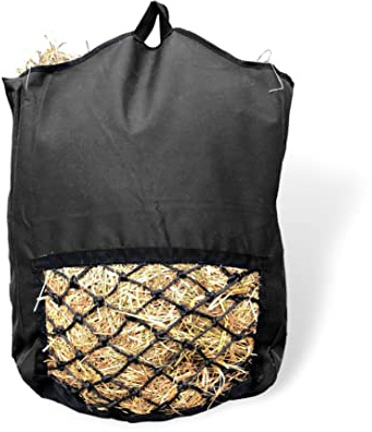 Heusack für Pferde - Heutasche, Beschäftigung, Heunetz Mit 5 kg Füllgewicht & Maschenweite 5x5cm (2X Schwarz)