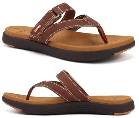 COFACE Womens Orthopedic Flip Flops Arch Support Thong Sandals Brown Size 6