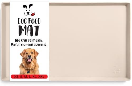 DogBuddy Hundefutterunterlage, wasserdichte Napfunterlage für Futter und Wasser, rutschfeste Silikon-Fressunterlage mit hohen Rändern für Hundenäpfe, Welpenzubehör (XL: 71 x 45,7 cm, Vanille)