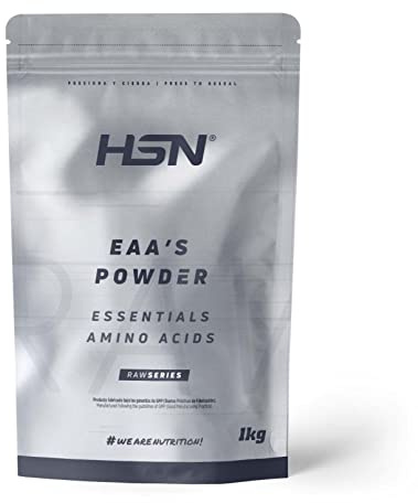 HSN Aminoácidos Esenciales en Polvo Sin Sabor | 1Kg | 9 Aminoácidos Esenciales (EAA's) en Forma Libre | Sin Edulcorante | No Contiene Dosificador | No-GMO, Vegano, Sin Gluten
