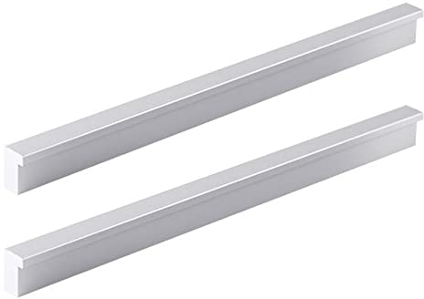 L Form Handgriff Griffleiste Modern Griffe Aluminiumlegierung Massiv Schubladengriff Möbelgriff Schrankgriffe Türklinke Möbelknäufe Küchengriff Silber 2 Stück (Overall length 600mm)